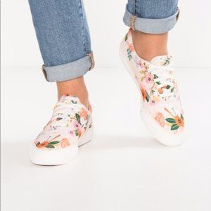 Keds X Rifle Paper Co. Anchor Lively Floral Peach Lace-up Sneakers Size 7.5 VGC